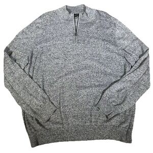 Rochester Men's 1XLT Tall Sweater  1/4 Zip  Gray Cotton Cashmere Preppy Office